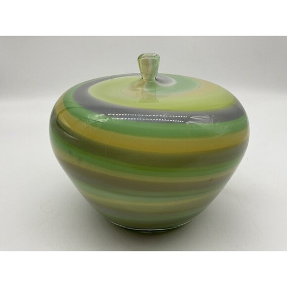 Art Glass Apple Figurine Vintage 1960's Made in Japan Green,Yellow,Orange Swirl - Picture 4 of 16